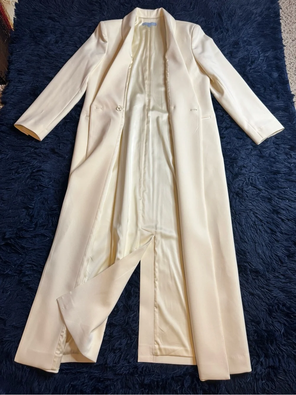 Antonio Melani X Elizabeth Damrich Cocktail Crepe Long Sleeve Full-Length Coat.